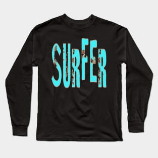 Surfer, Hello Summer Vintage Funny Surfer Riding Surf Surfing Lover Gifts Long Sleeve T-Shirt